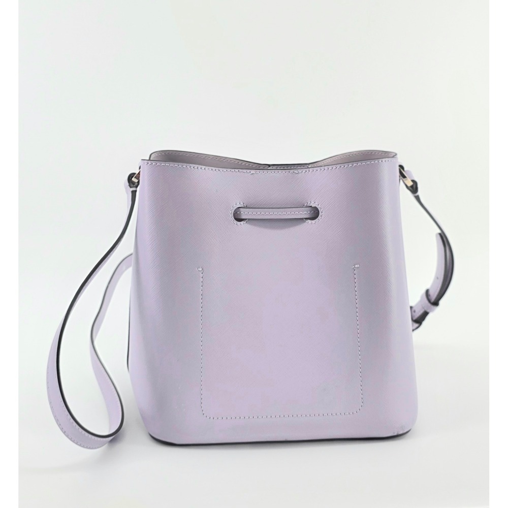 Kate Spade Pastel Saffiano Leather Bucket Bag Womens Lavender Crossbody Handbag - Picture 2 of 8